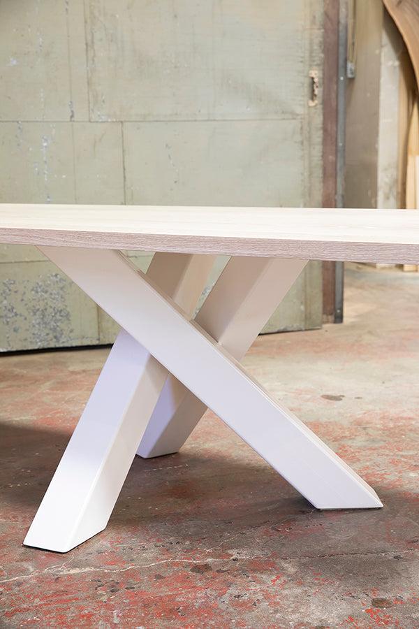 custom conference table in white - base detail