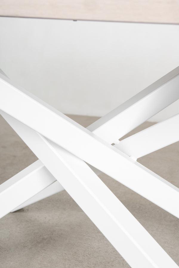 white metal dining table base